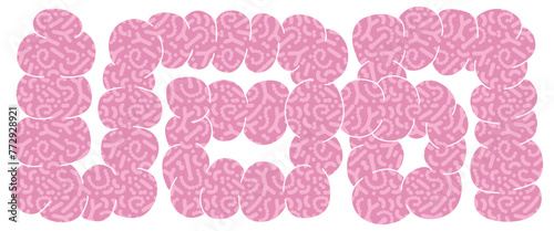 Gut microbiome abstract concept. Human intestine microbiota with healthy probiotic bacteria pattern. Flat vector medicine illustration of microbiology checkup.