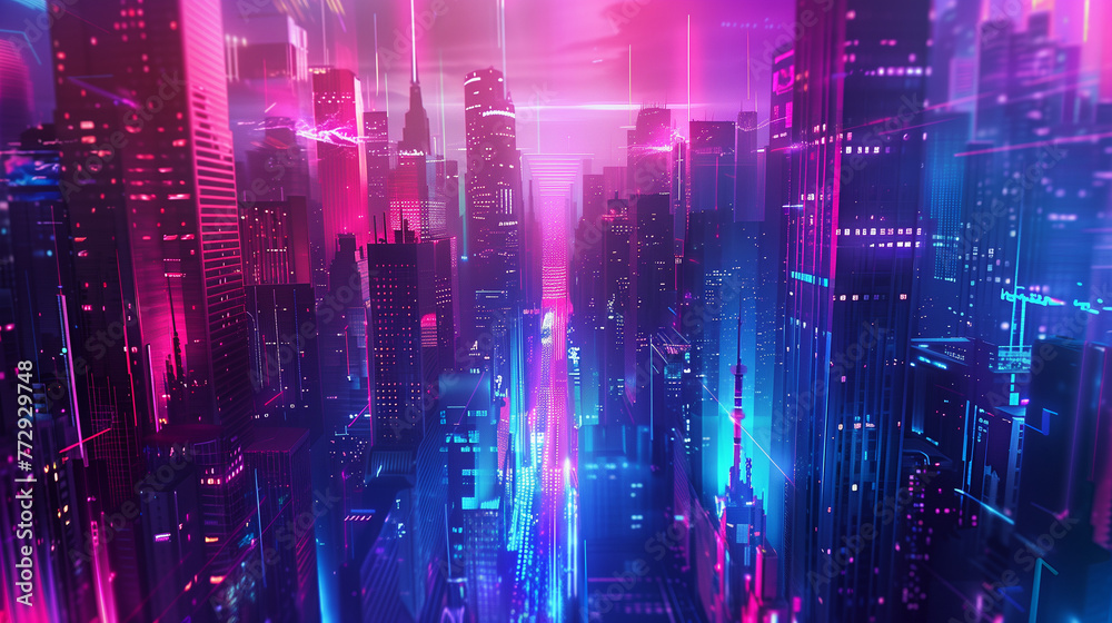 Neon Metropolis: Futuristic Cityscape Abstraction