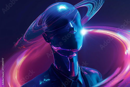 a man with a planet in his head