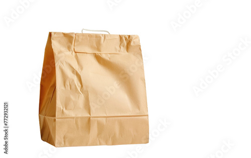 Vacant Cocoa-Colored Paper Pouch isolated on transparent Background