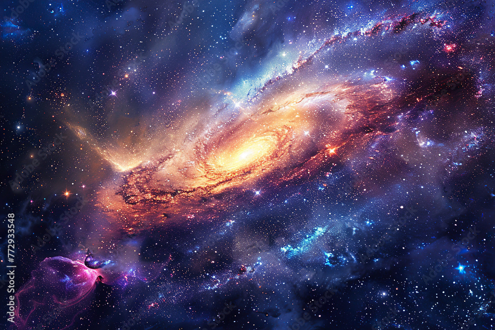 Generative ai on theme of parade of planets in solar system, bright stars glow in atmosphere Generative ai on theme of parade of planets in solar system, bright stars glow in atmosphere