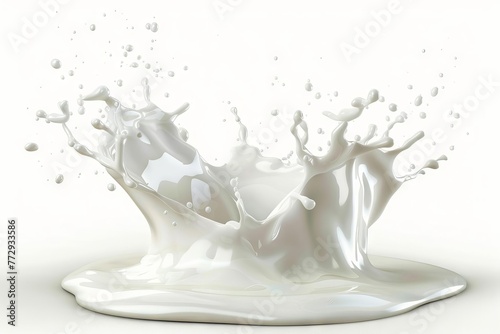 Realistic milk splash with liquid jet creating dynamic swirling waves, 3D vector illustration isolated on white