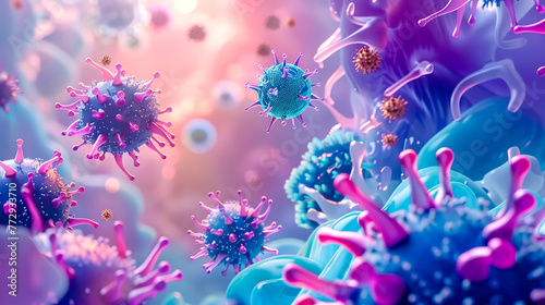 Colorful abstract viruses and bacteria illustration photo