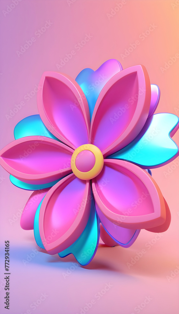 Beautiful colorful metal texture flower illustration material
