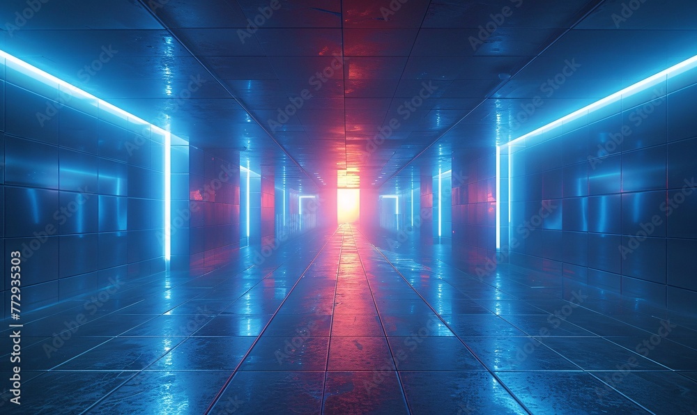 Neon-Lit Pathway in a Futuristic City Generative AI
