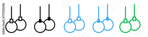 Fitness and Strength Training Icons with Gymnastic Rings for Athletes and Sports Enthusiasts