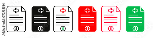 Medical Expense Icons for Hospital Bills and Health Care Payments
