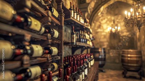 Vintage wine cellar with extensive collection