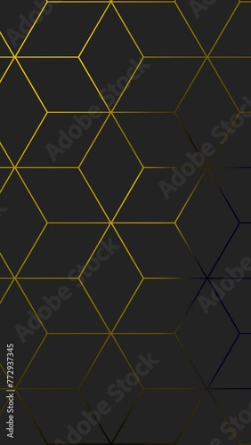 Yellow Mesh Pattern. Colored hexagon shapes with black background, vertical resolution.
