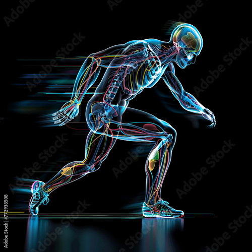 Human Anatomy showing process run  and jump 

