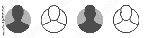 Default anonymous user portrait vector illustration flat vector designs. Man and woman vector profile designs photo