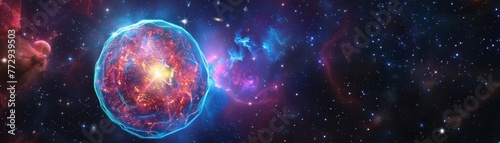 Neutron Stars, The collapsed core of a large star which before collapse had a total of between 10 and 29 solar masses, Outer space element, futuristic background
