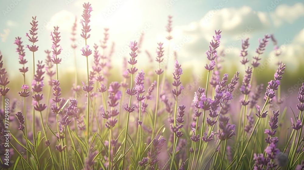 Obraz premium Field with clematis. Nature, florist, bouquet, roses, smell, beauty, daisies, gift, flowerbed, garden, vase, bees, life, tulip, plants, petals, pollen, holiday, buds, bee. Generated by AI