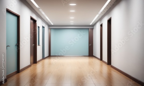 Empty hallway background evokes spacious tranquility  inviting contemplation and serenity