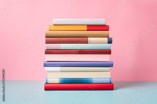 a stack of books on a table