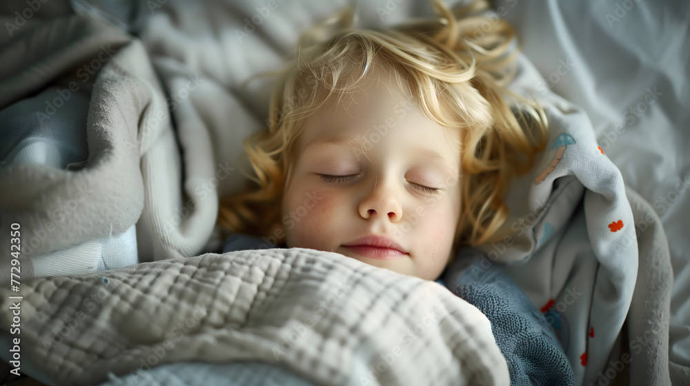 A young child enjoys a serene and restful sleep, tucked in a cozy bed with soft blankets, symbolizing peace and comfort.
A young child enjoys a serene and restful sleep, tucked in a cozy bed with soft blankets, symbolizing peace and comfort.