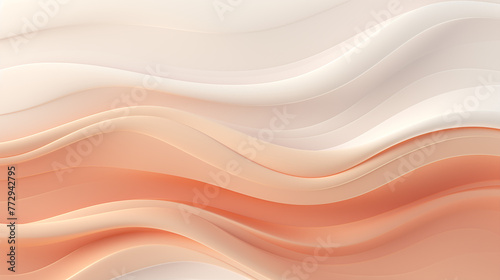 Wave Abstract background with Peach fuzz color. Illustration of paper effect
