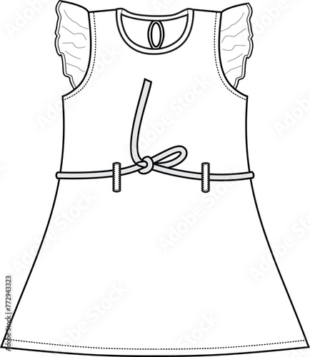 Drawing Of a girls a line frocks Outline Sketch Vector art