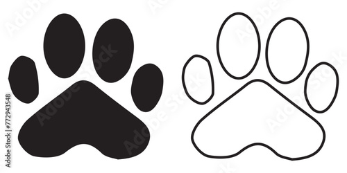 Paw icon vector illustration. paw print sign and symbol. dog or cat paw vector foot trail print of cat. Dog, puppy silhouette animal diagonal tracks for t-shirts, backgrounds, patterns, websites, eps 
