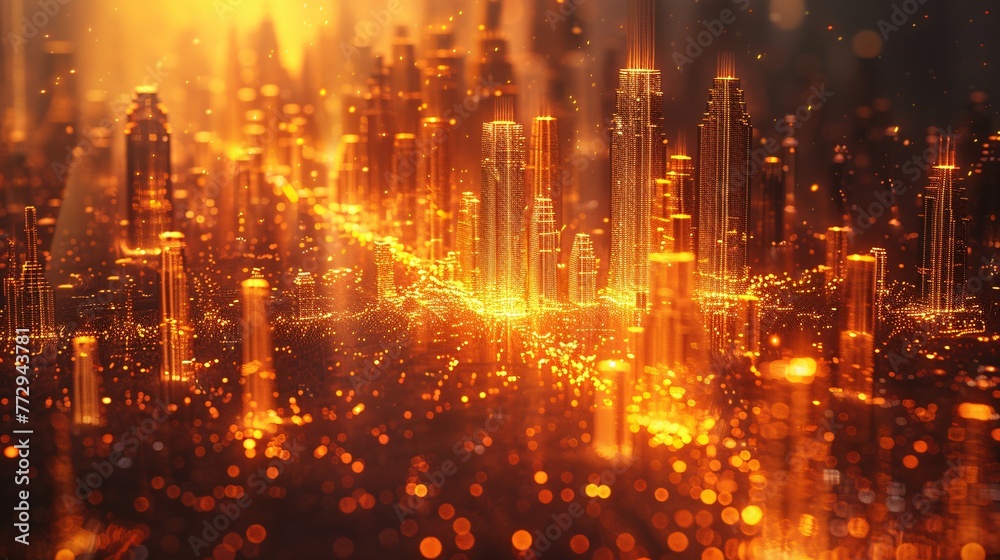 Glowing Skyscrapers in the City of Lights A Vibrant Urban Scene Generative AI