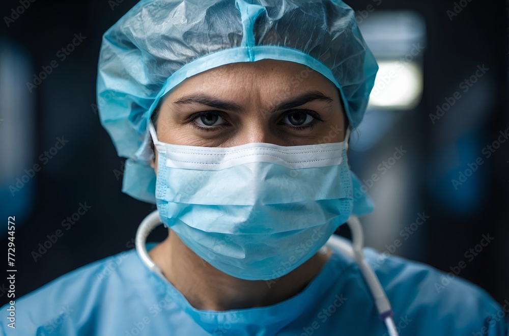 Surgeon in blue scrubs ready for surgery