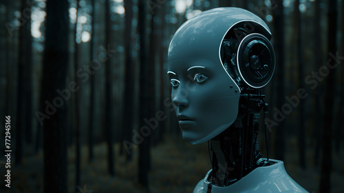 a robot in the woods