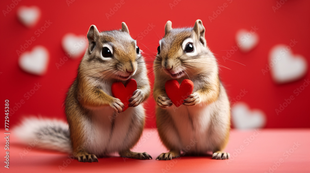two squirrels holding a heart two squirrels holding a heart