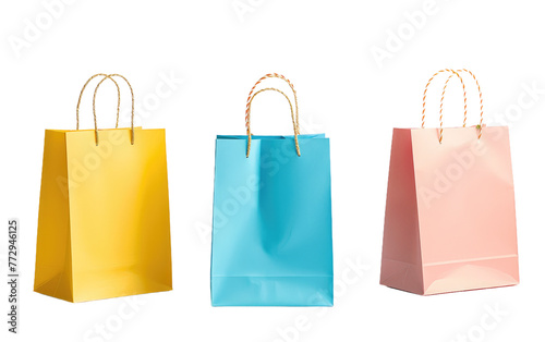 Varieties of Shopping Bags: Emptied Colorful Paper Handbag isolated on transparent Background