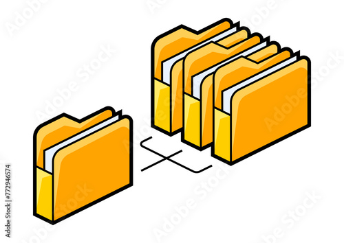 Folders for paper icon in isometry. Image for website, app, logo, UI design.