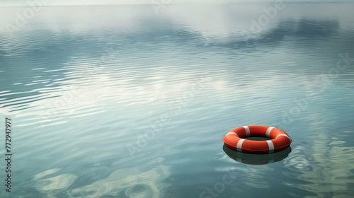 Lifebuoy floating on calm water