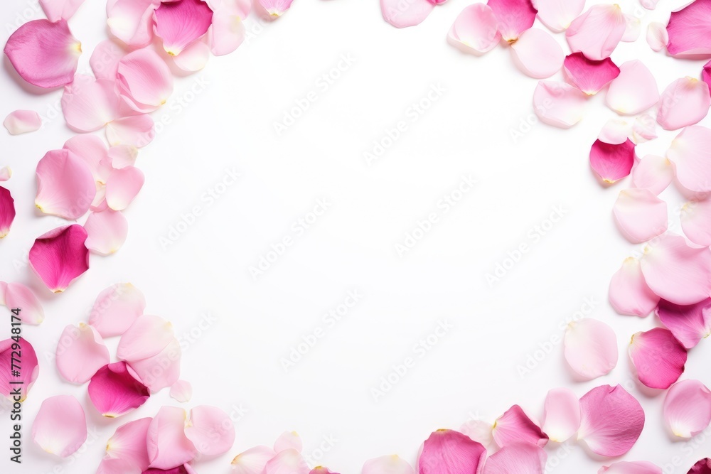 Vibrant pink cosmos flowers arranged neatly on a rustic white wooden background.