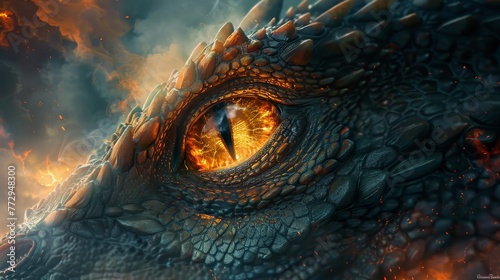 Craft a mesmerizing image featuring a dragon s eye