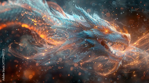 Craft a mesmerizing image featuring a magical dragon