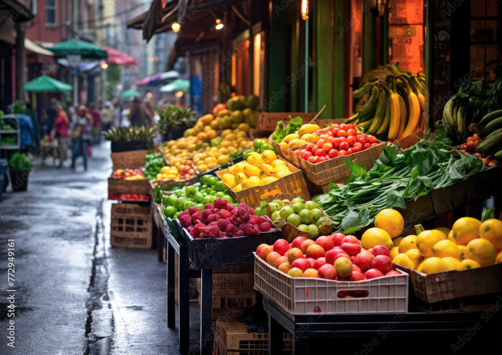 Fruits and vegetables in a street market