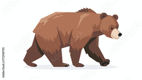 Cute big bear walking flat vector 