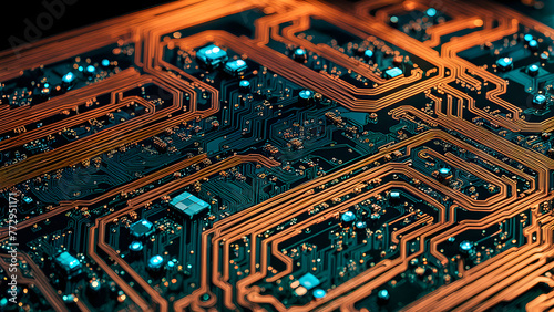 Circuit board macro diagram  chip concept  technology and artificial intelligence background 