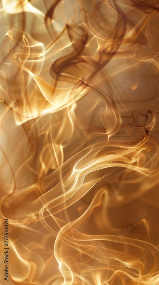 Abstract swirls of smoke on a warm colored background