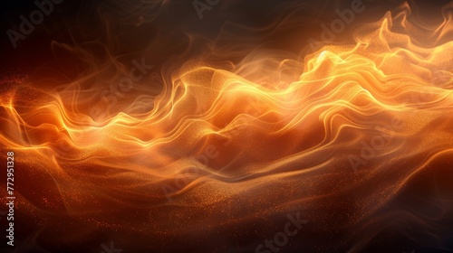Abstract golden waves with sparkling particles