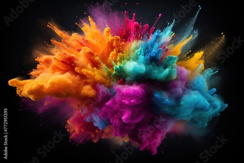 Colorful holi  colorful iridescent splash of holi paint.