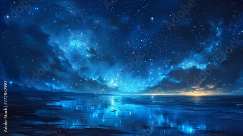 Starry night sky over the ocean © iVGraphic