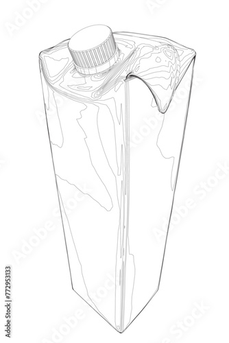 Vector illustration linear, container of milk or juice