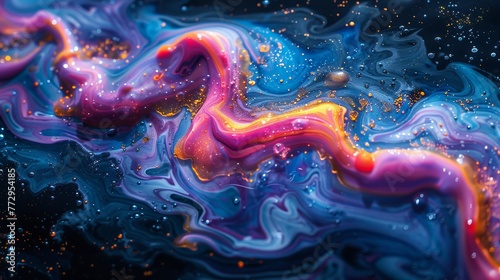 Abstract colorful fluid art with marbling effect