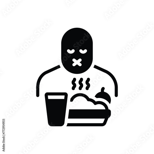 Black solid icon for eating disorders