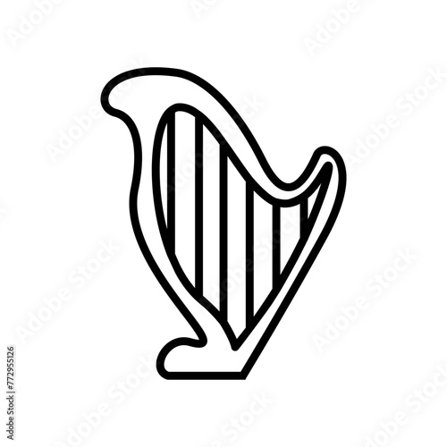 Harp icon vector. Music illustration sign. Orchestra symbol or logo.
