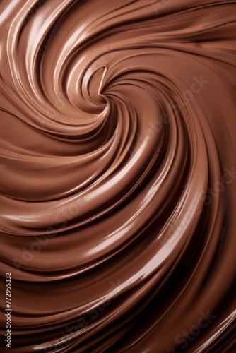 Swirls of chocolate cream as a background. Hot chocolate.