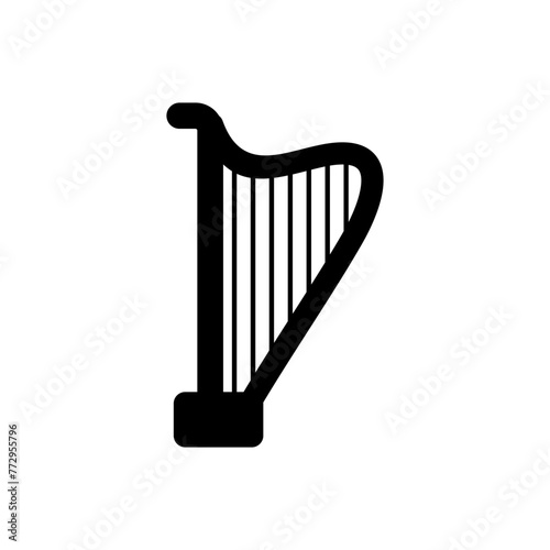 Harp icon vector. Music illustration sign. Orchestra symbol or logo.
