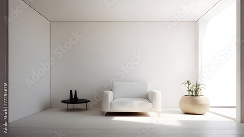 minimal room white color tone AI generative photo