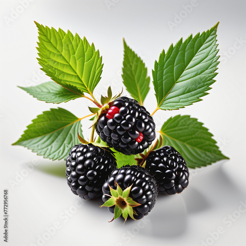 Close up blackberry on white background