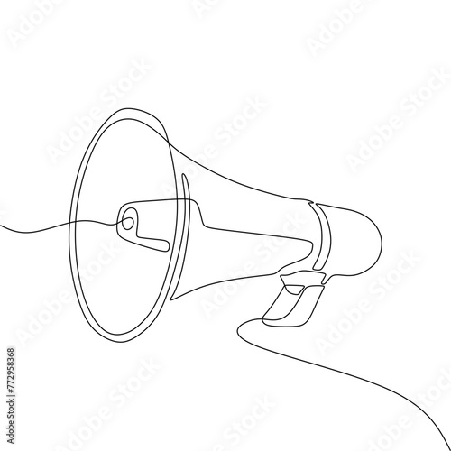 Single continous line art of megaphone