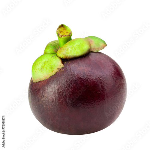 Ripe mangosteen fruit isolated on a transparent background